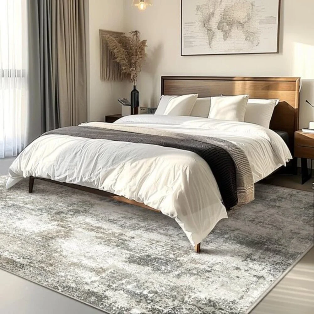 New 8x10 Washable Area Rug, Modern Abstract Non-Slip Carpet for Home & Room